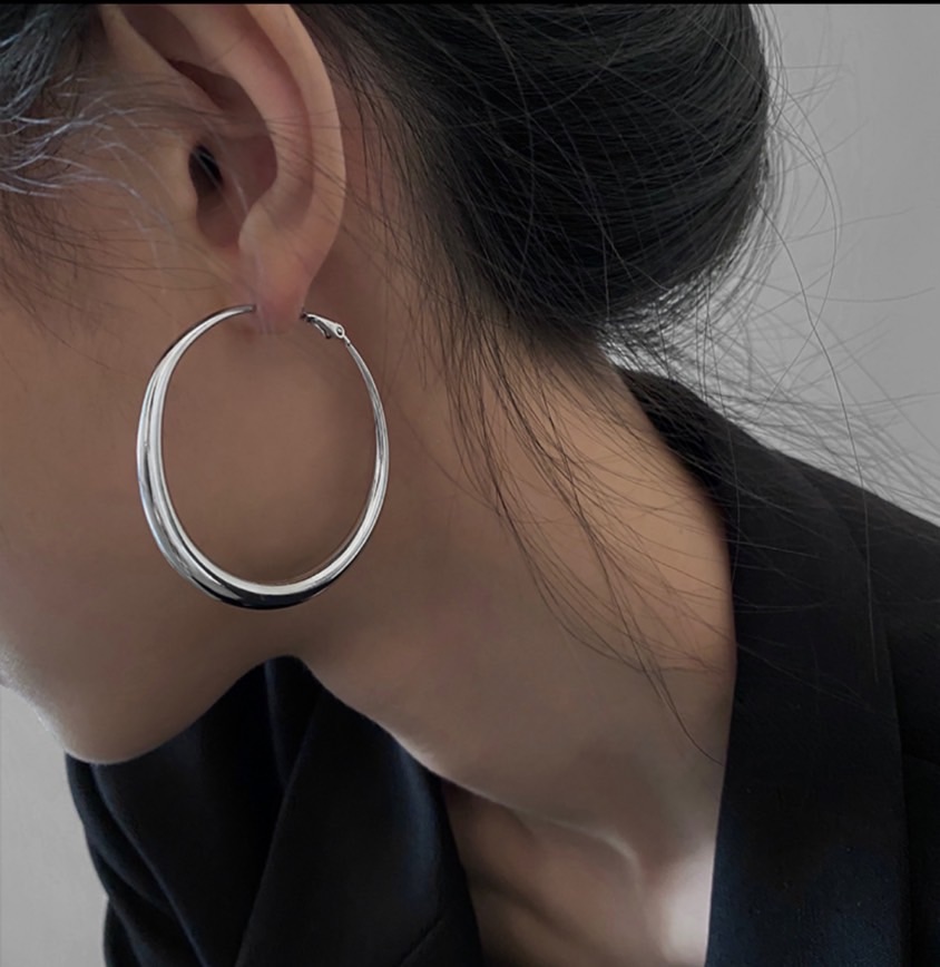 5cm銀圈圈耳環