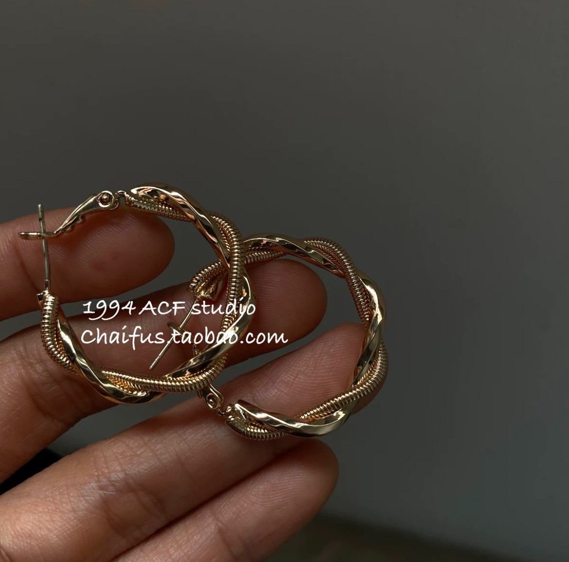 『圖片同款』金｜銀編織麻花鏈條耳圈