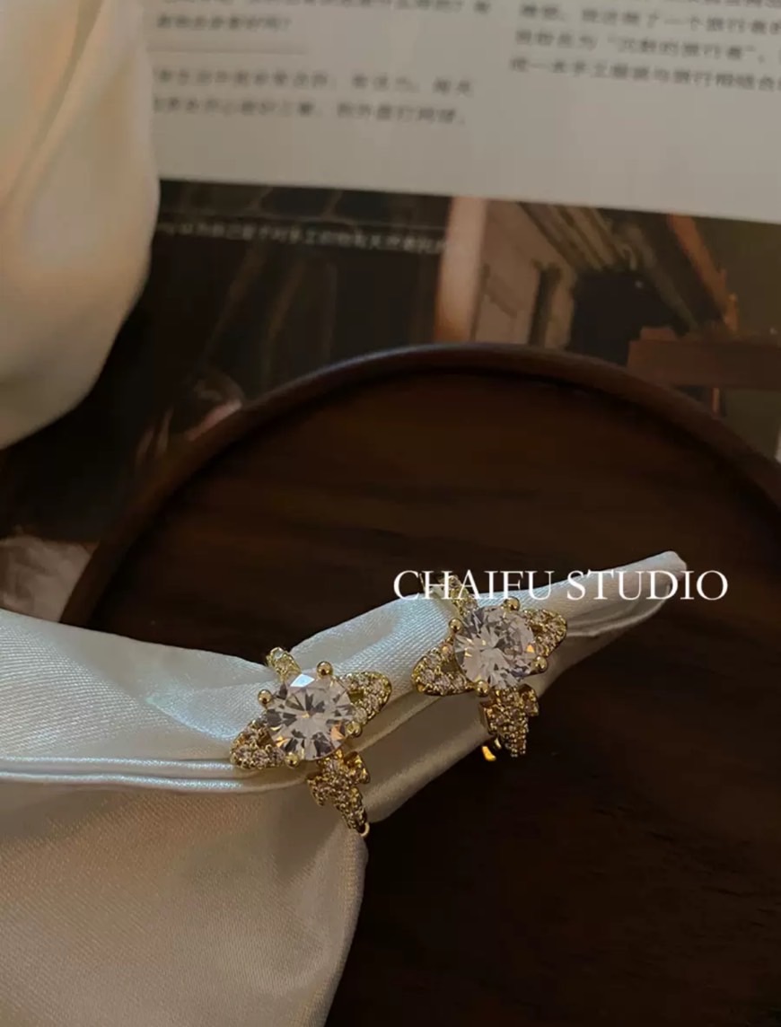 巴洛克宮廷風｜金銀超仙鑲鑽耳環