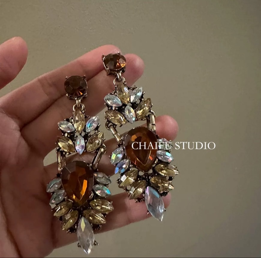 巴洛克宮廷風｜浮誇復古水滴鑲鑽耳環
