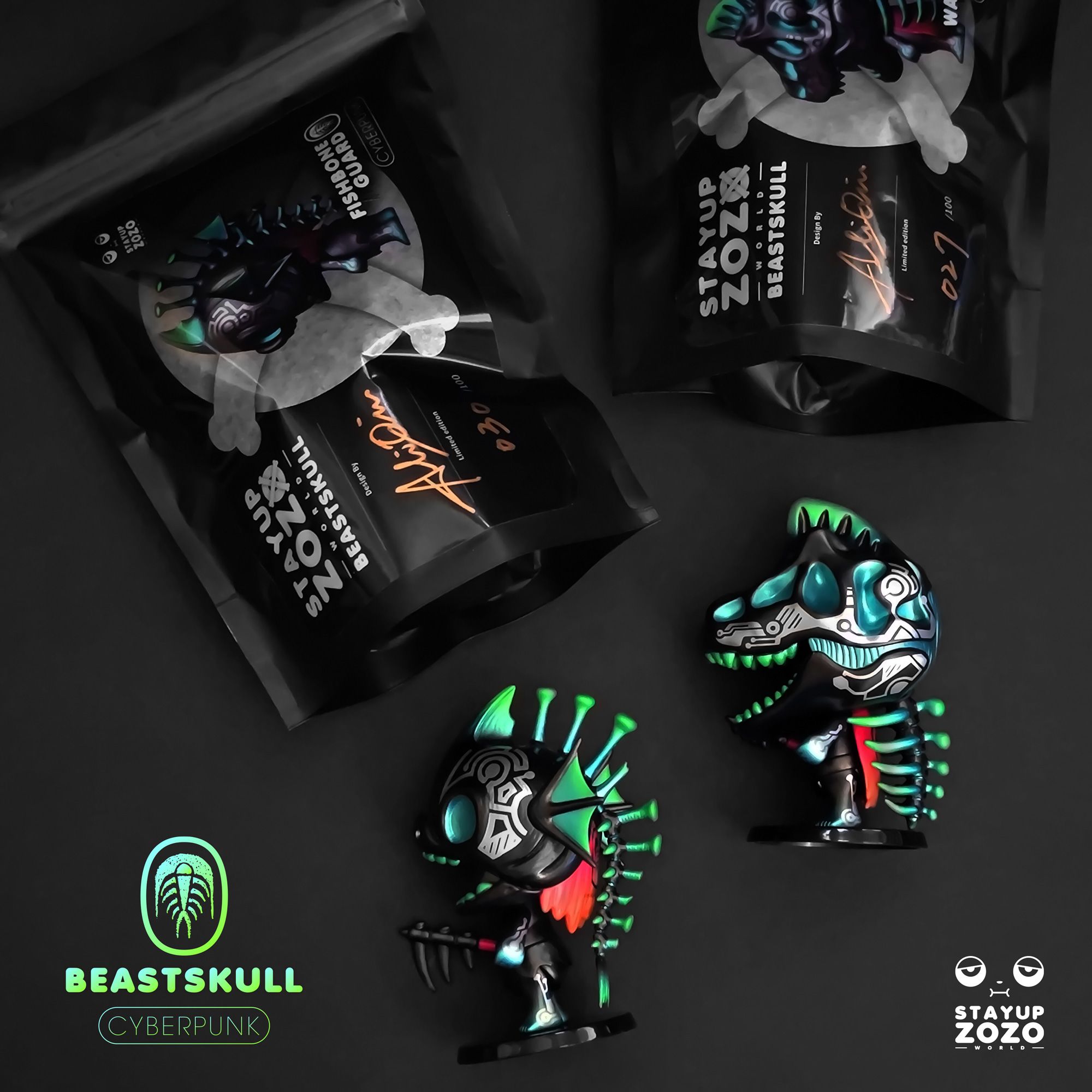 （袋裝版）BEASTSKULL CYBERPUNK 獸骨物語賽博朋克配色公仔