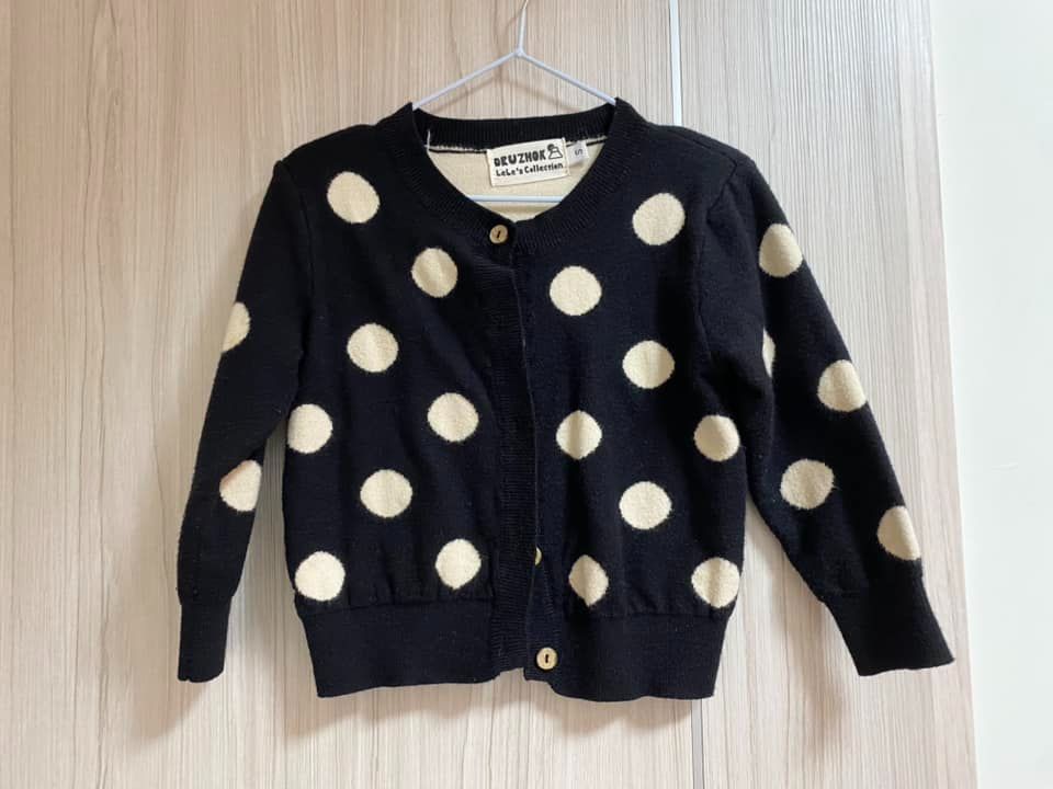 二手陸製針織外套大波點小外套 尺寸90