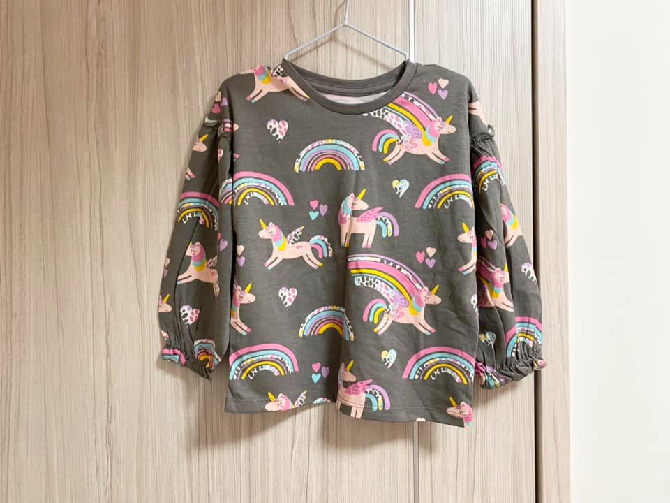 歐美 全新灰底獨角獸上衣 尺寸2-3y （90-100）