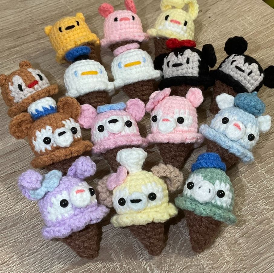 兔兔鉤織🐰冰淇淋吊飾-迪士尼、達菲家族