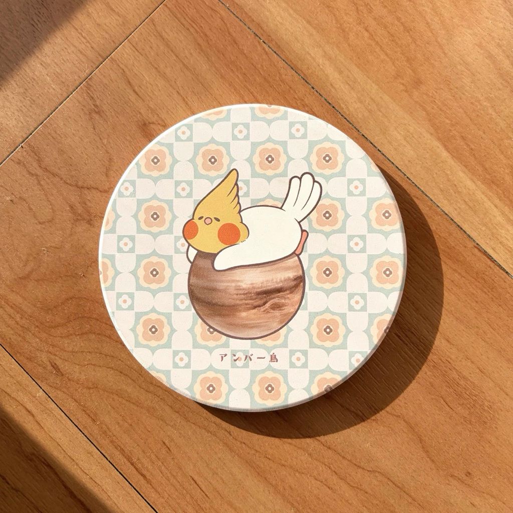 慵懶木星 玄鳳鸚鵡 陶瓷吸水杯墊