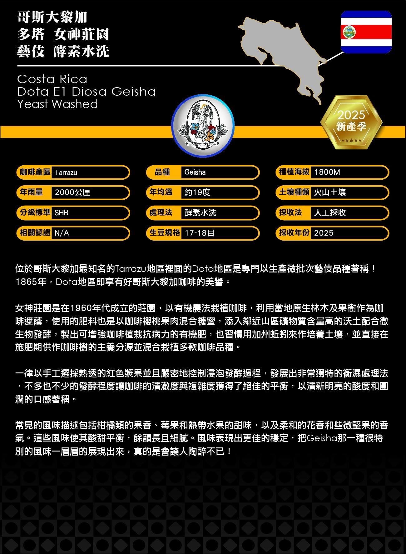 2025哥斯大黎加 多塔女神藝伎 酵素水洗-佛手柑.櫻桃.蔓越莓.蜂蜜