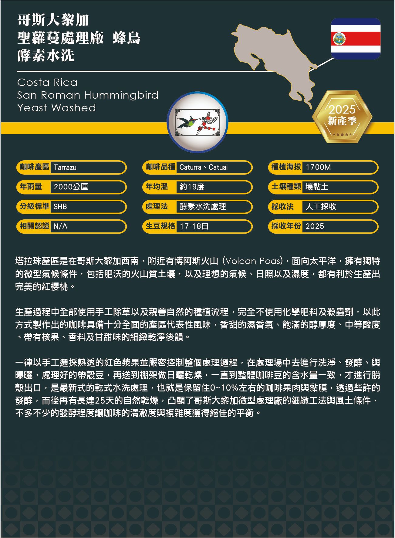 哥斯大黎加 聖蘿蔓處理廠 蜂鳥 酵素水洗  🖕🏼推薦好味道🖕🏼
