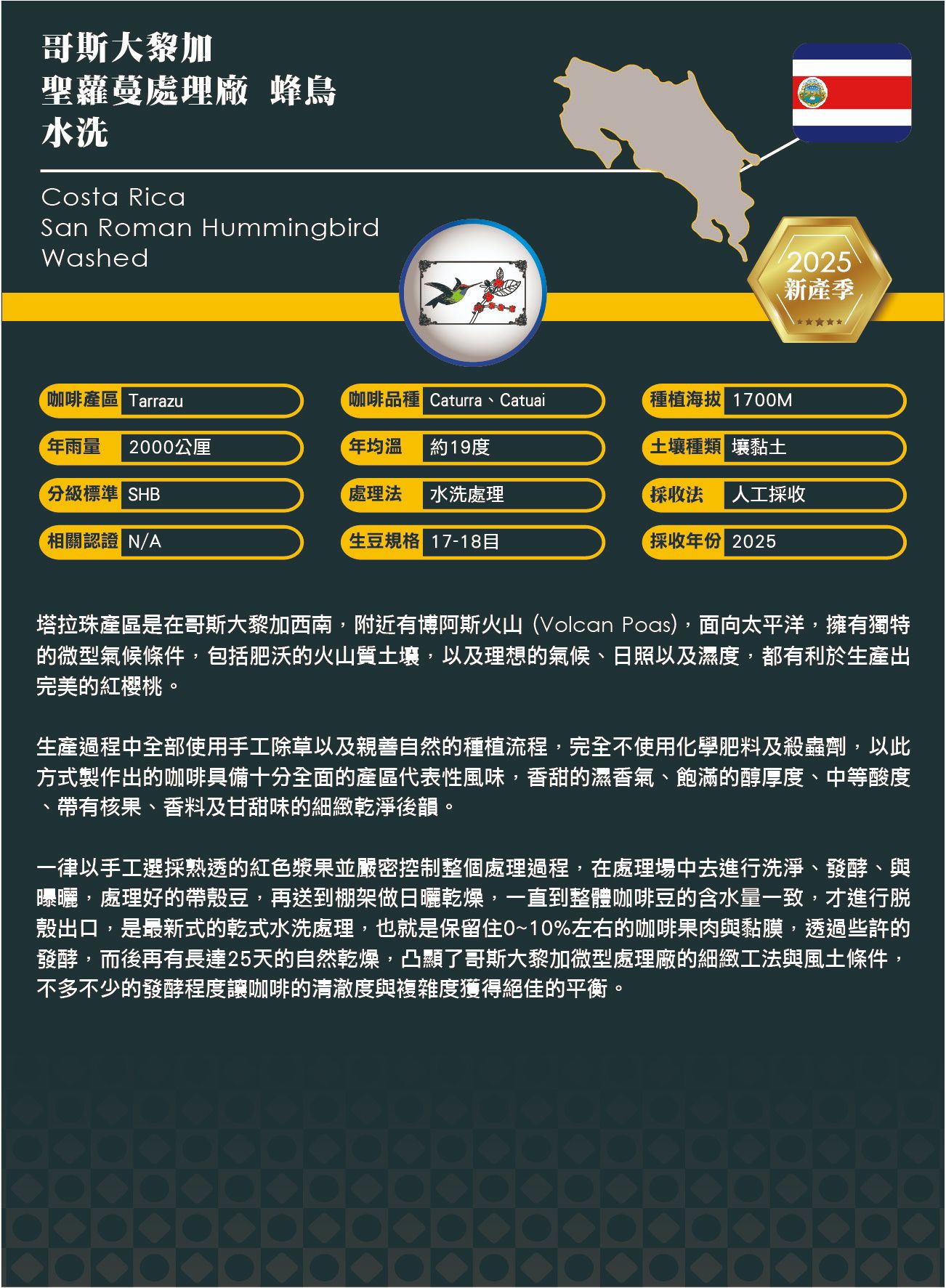 哥斯大黎加聖蘿蔓處理廠蜂鳥 水洗咖啡展