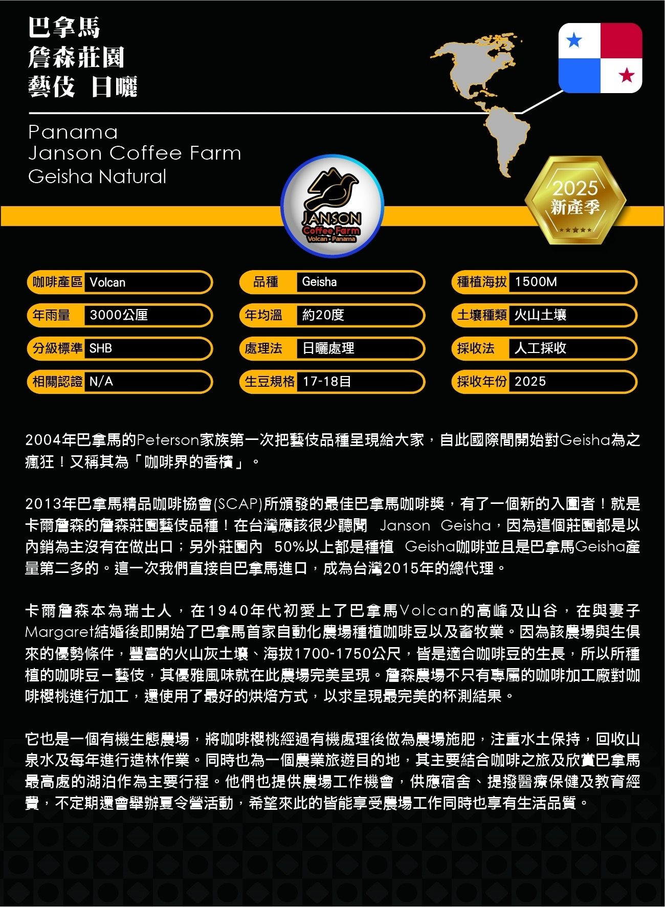 巴拿馬詹森莊園藝伎 日曬2025