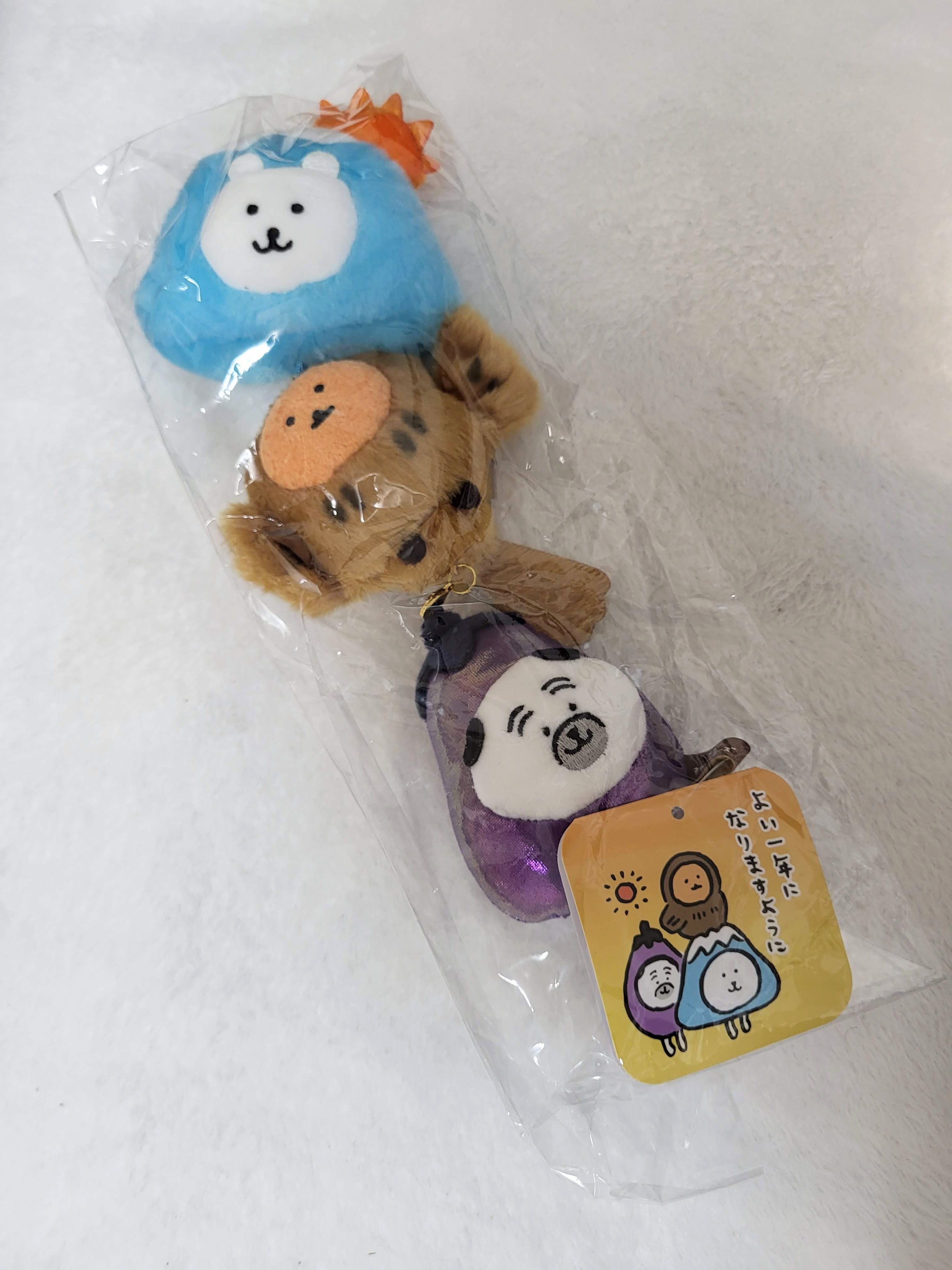 自嘲熊一富士二鷹三茄子吊飾娃娃串