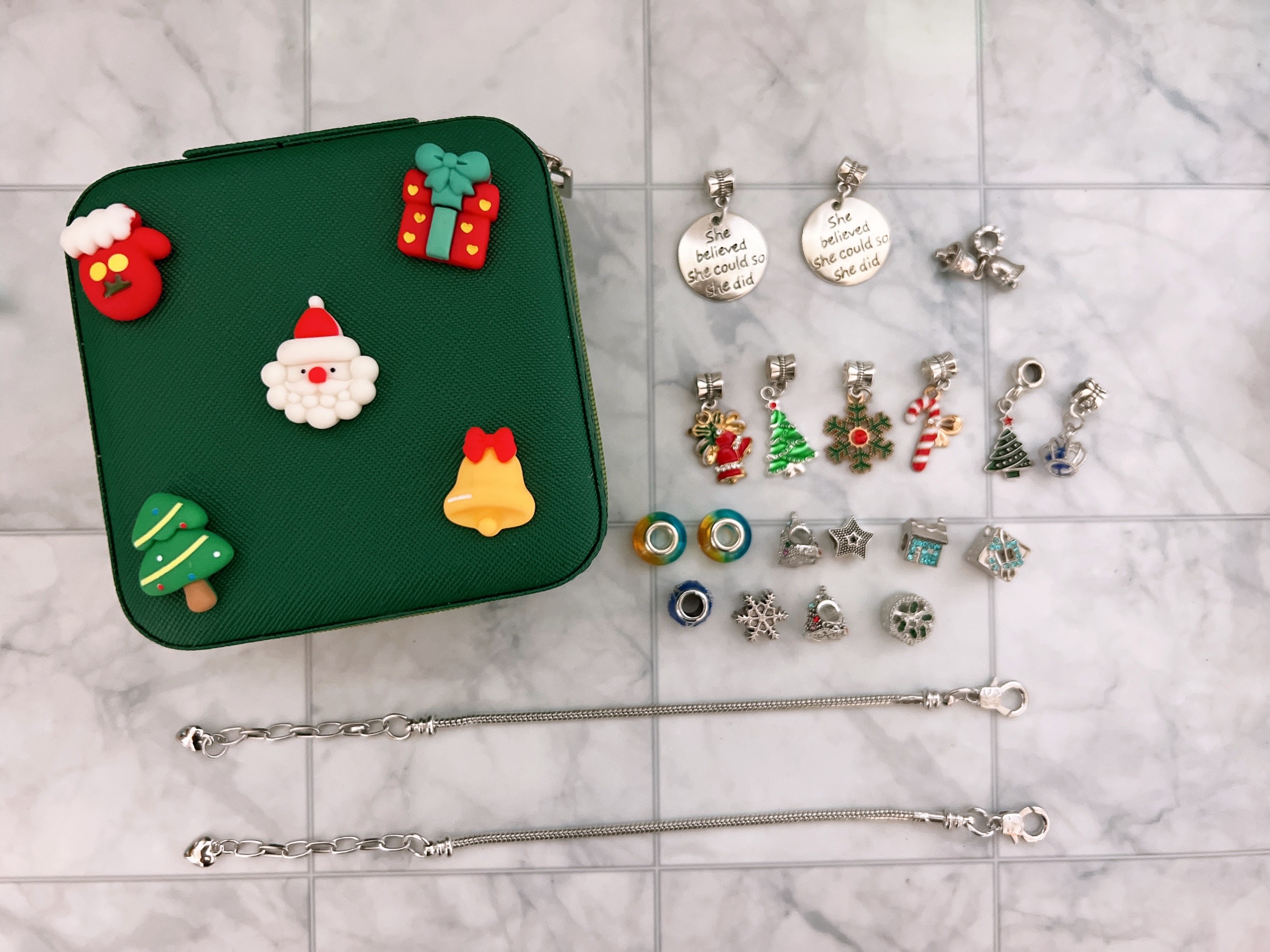 ［快速出貨］聖誕節禮物 DIY串珠手鏈  串珠 生日禮物 手工diy製作（綠色）