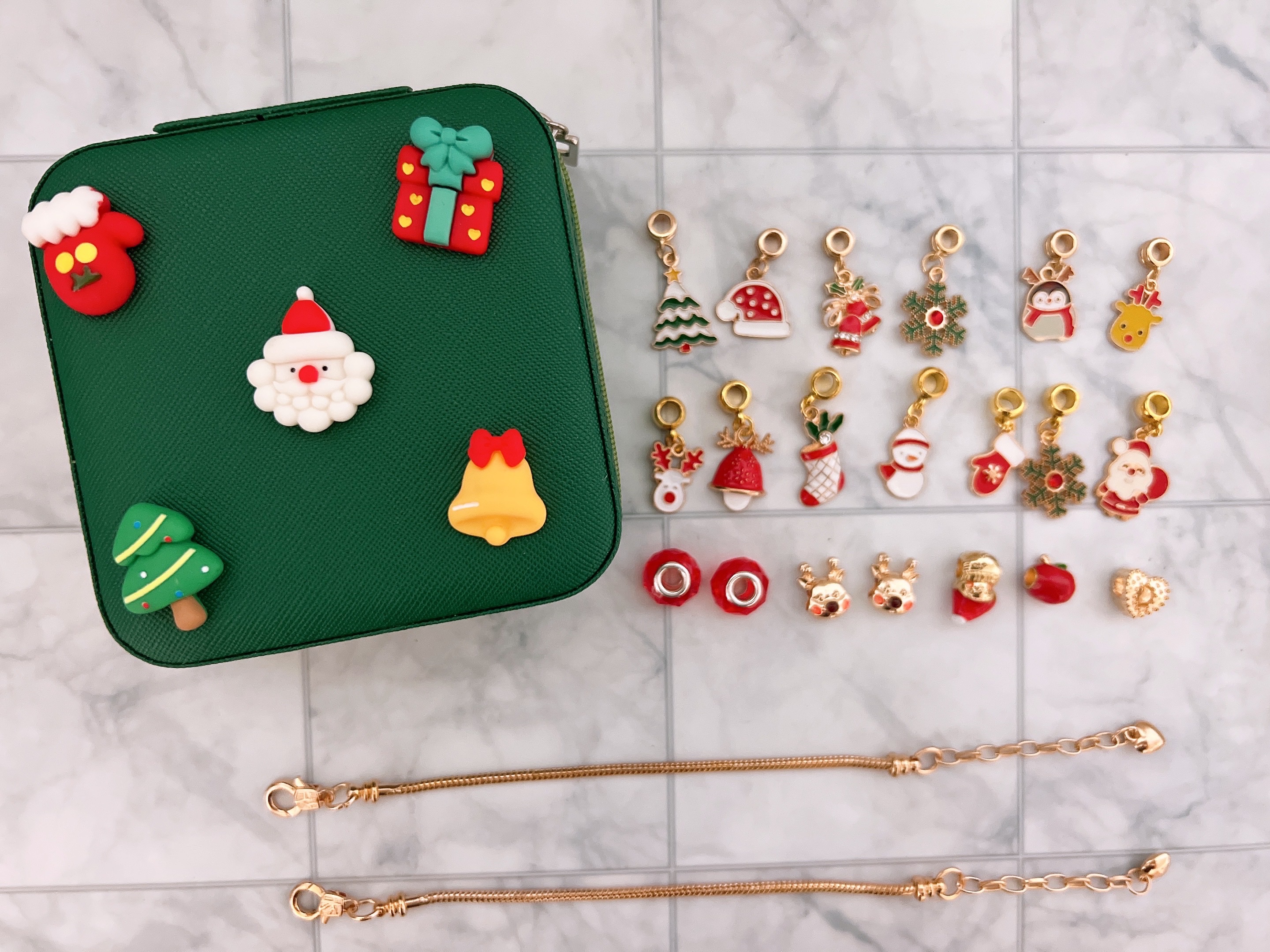 ［快速出貨］聖誕節禮物 DIY串珠手鏈  串珠 生日禮物 手工diy製作（紅色）