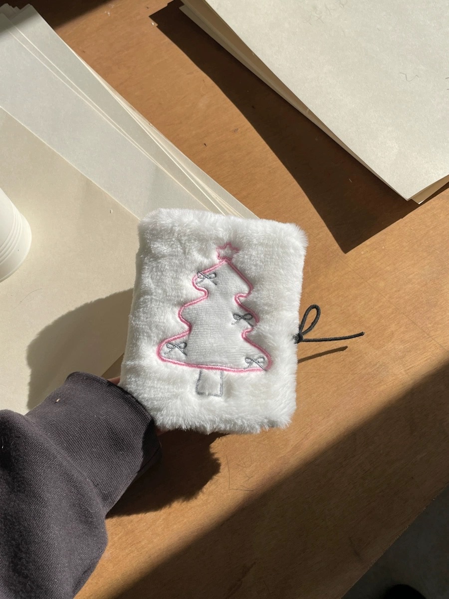 少女玩心原創粉色聖誕樹毛絨卡冊一宮格單頁小卡收納冊