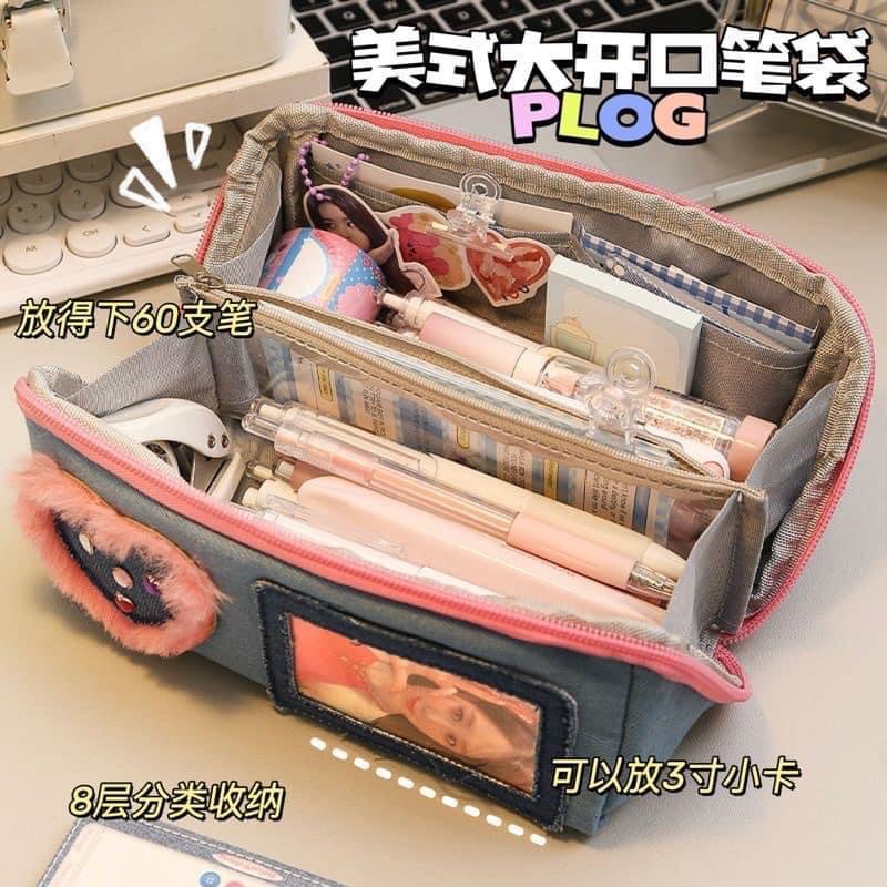 小紅書爆款Y2K牛仔大容量筆袋化妝包