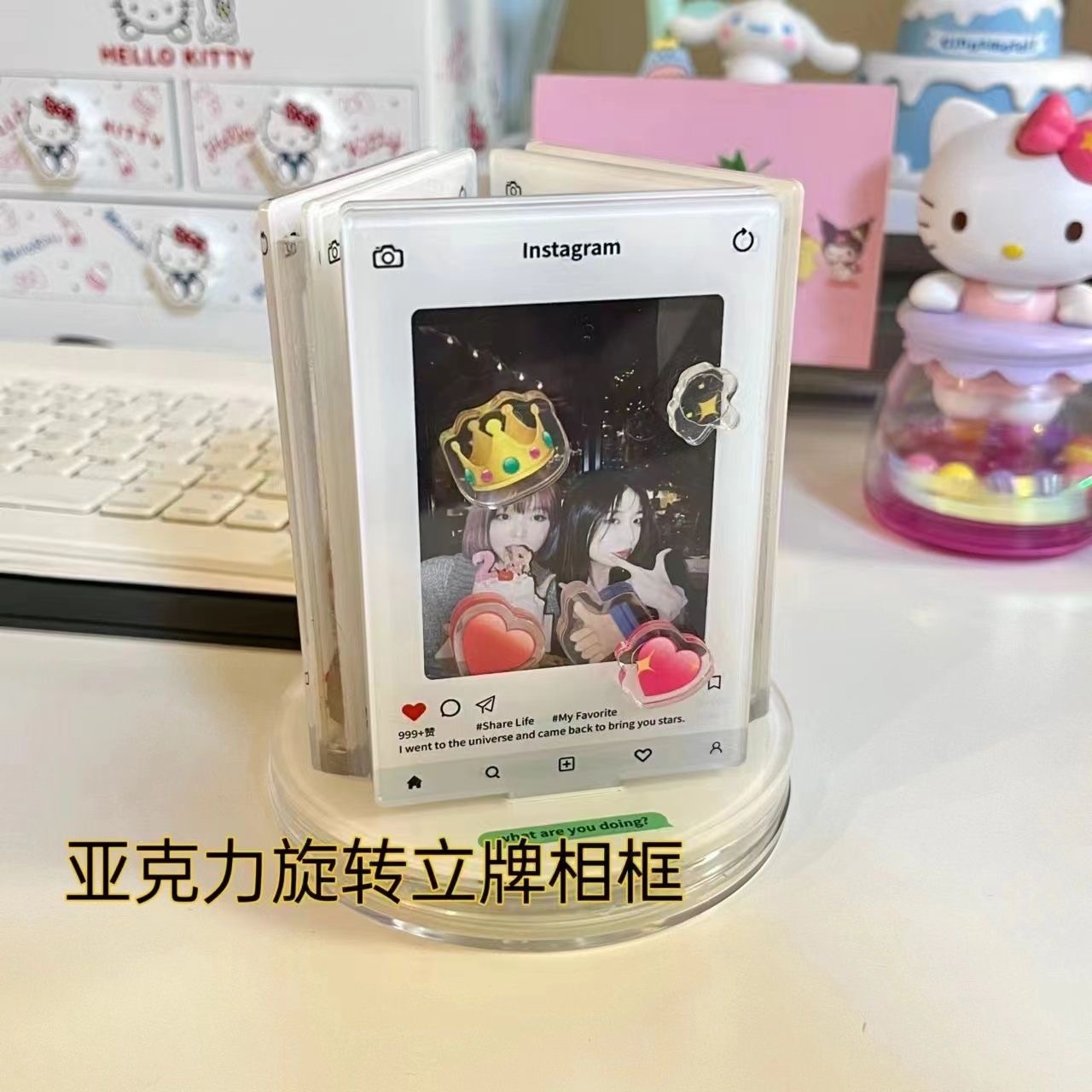 ins亞克力旋轉立牌相框創意3寸拍立得小卡轉轉相框🖼️