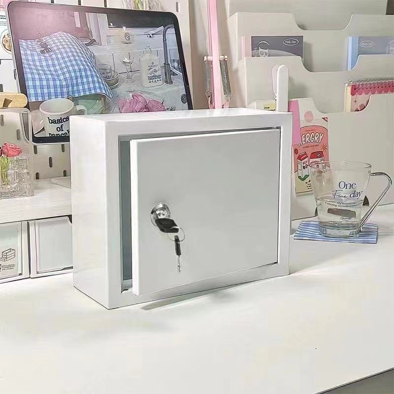 桌面帶鎖小箱子牛奶箱卡通收納箱ins風高顏值