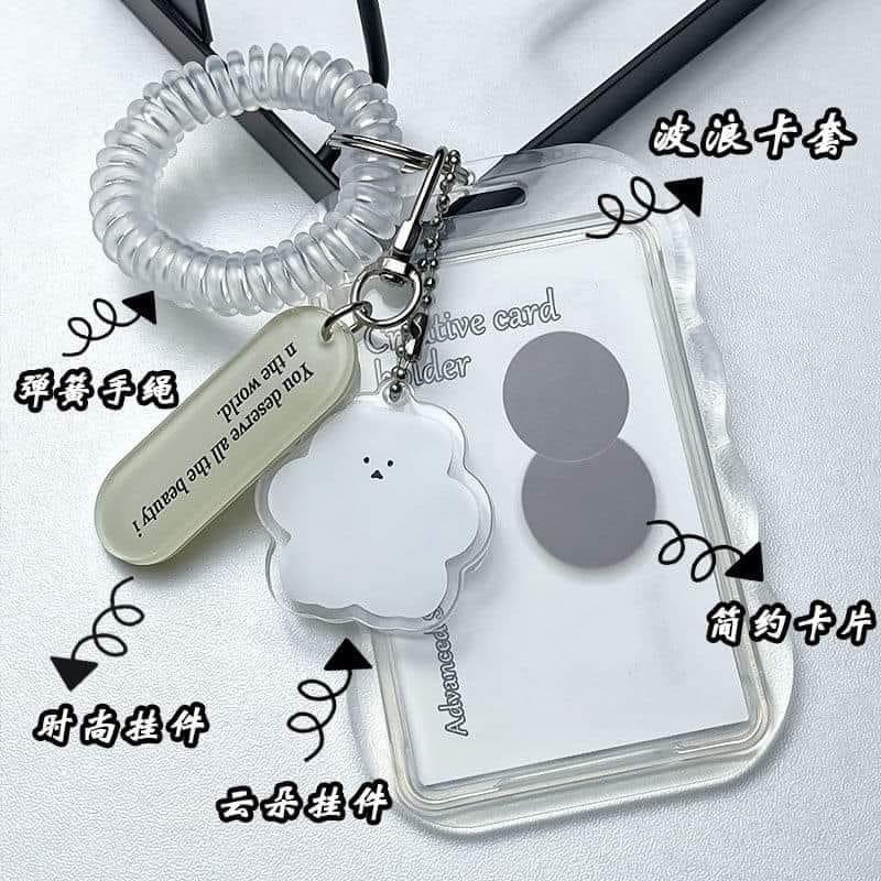 ins透明卡套學生公交校園飯卡追星3寸拍立得小紅書彈簧掛件鑰匙扣