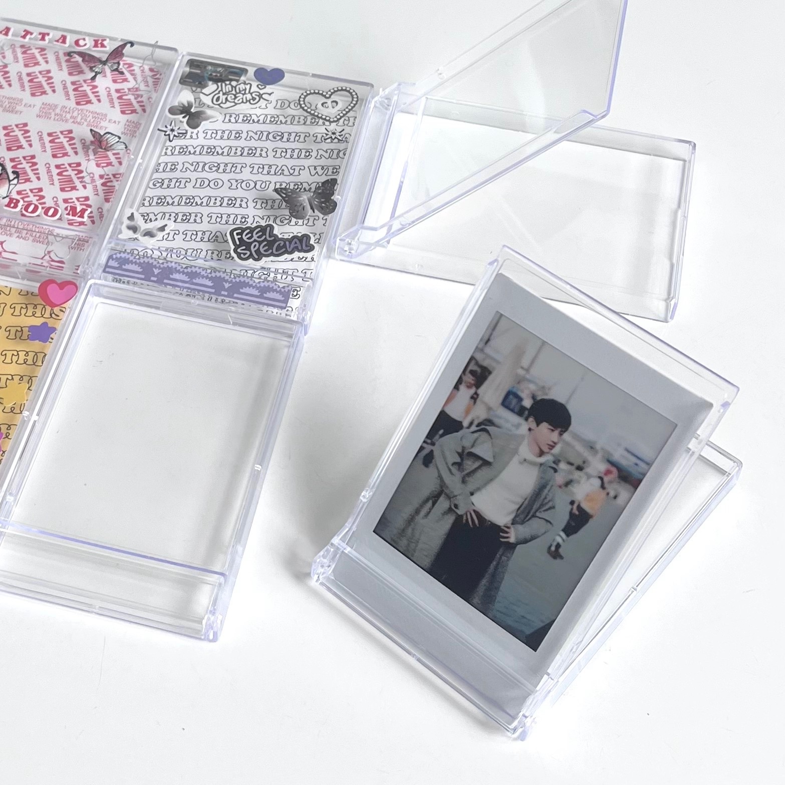 透明小卡展示收納盒diy追星照片翻蓋裝飾