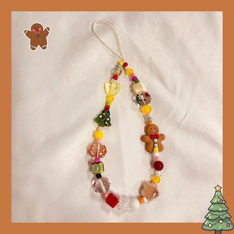 可愛串珠DIY聖誕姜餅人手機掛繩🎄🎅🏼