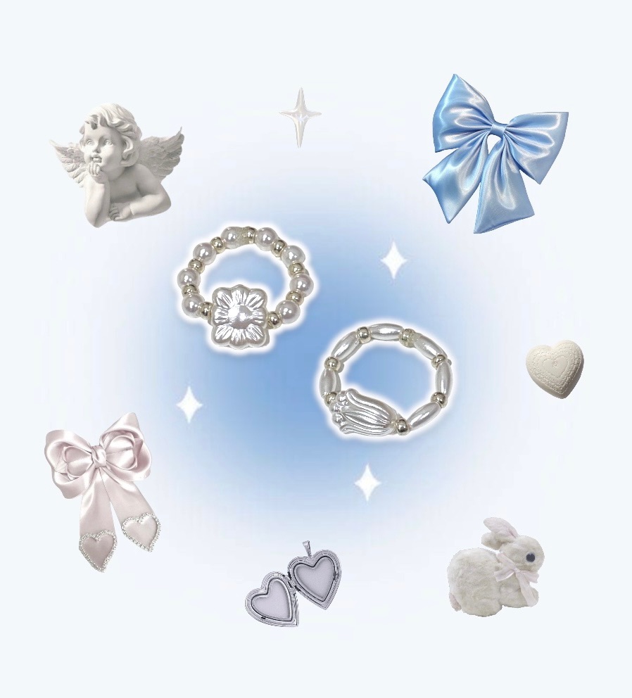 *⋆復古小花磚ஐ珍珠花⋆ෆ串珠戒指・✿ฺ