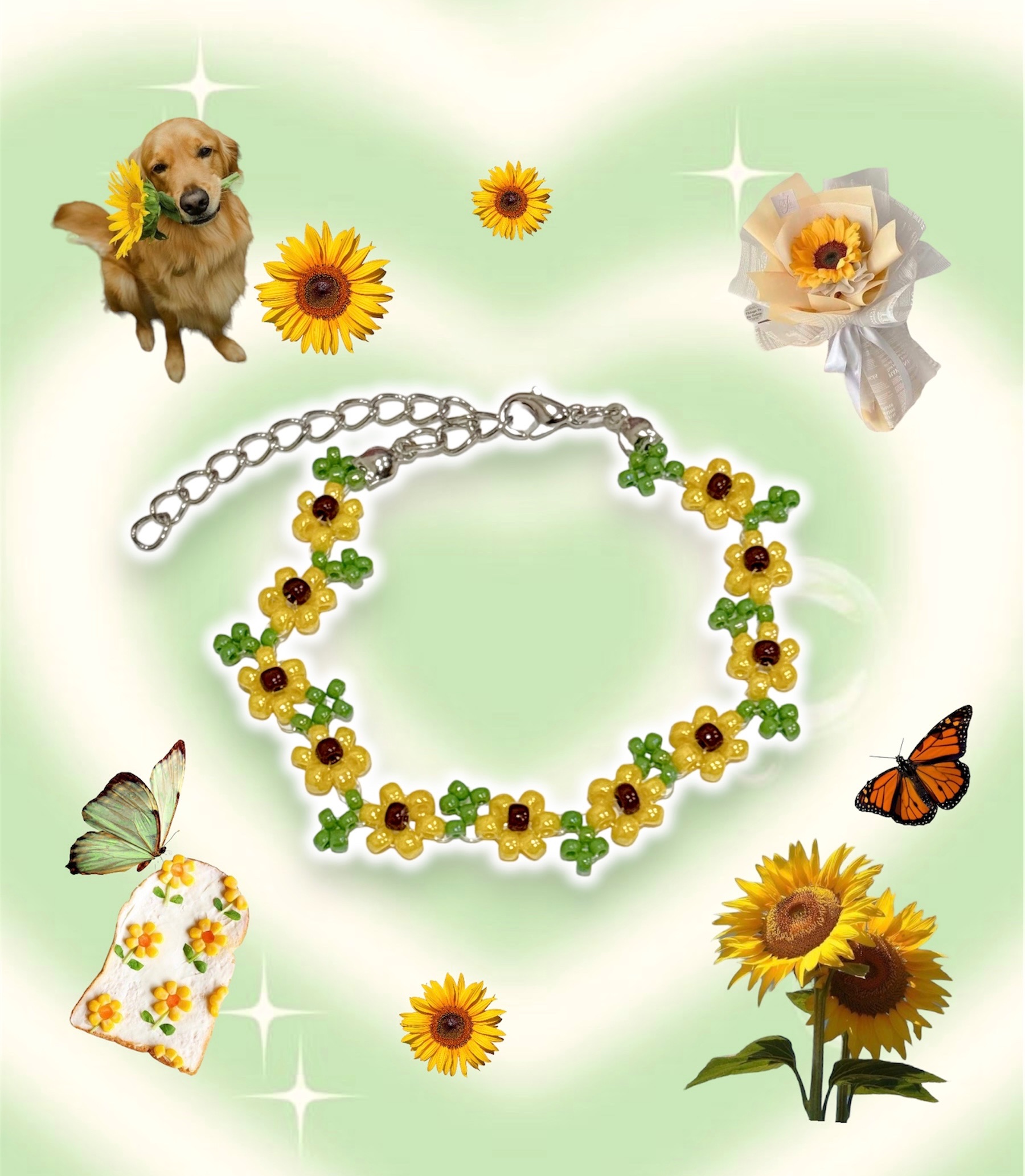 🌻✿〰ฺฺ 向日葵串珠手鍊 ✿〰ฺฺ ஐ