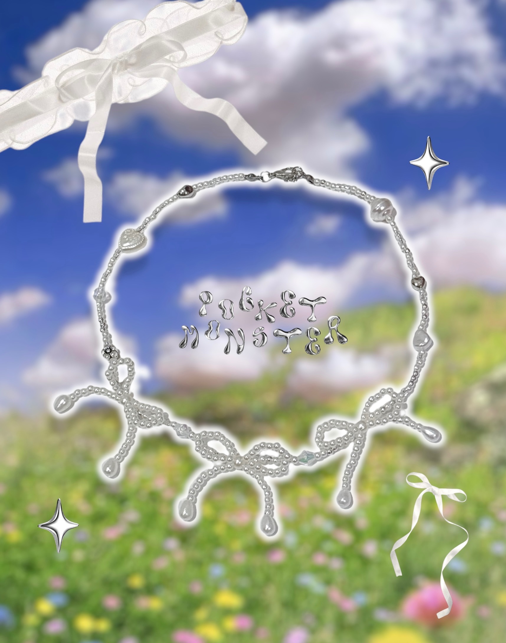 𝟅𝟈.˚⊹ 復古珍珠蝴蝶結串珠項鍊⊹˚. 𝟅𝟈