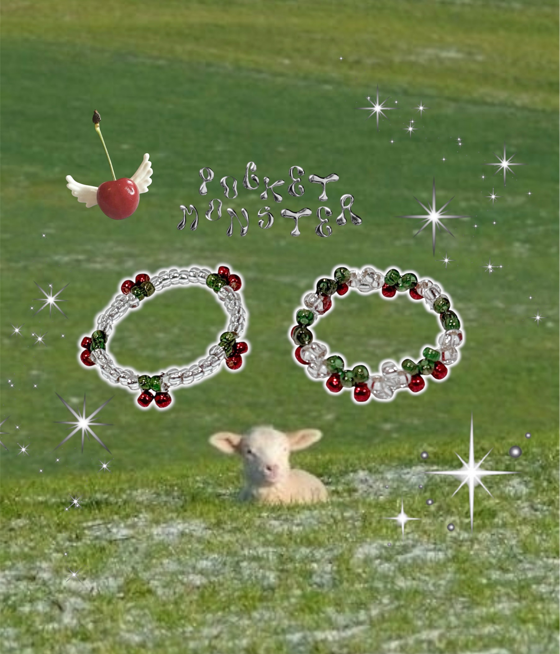 𖥔 ݁ ˖🍒復古金屬色櫻桃串珠戒指🍒₊  ݁𖥔