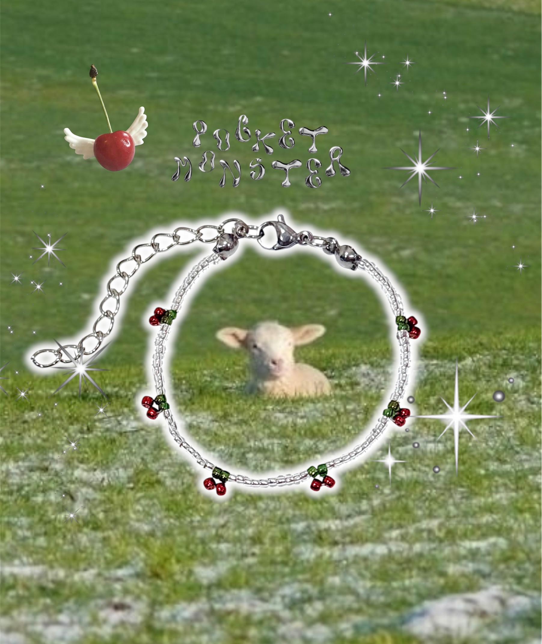 𖥔 ݁ ˖🍒復古金屬色櫻桃串珠手鍊🍒₊  ݁𖥔