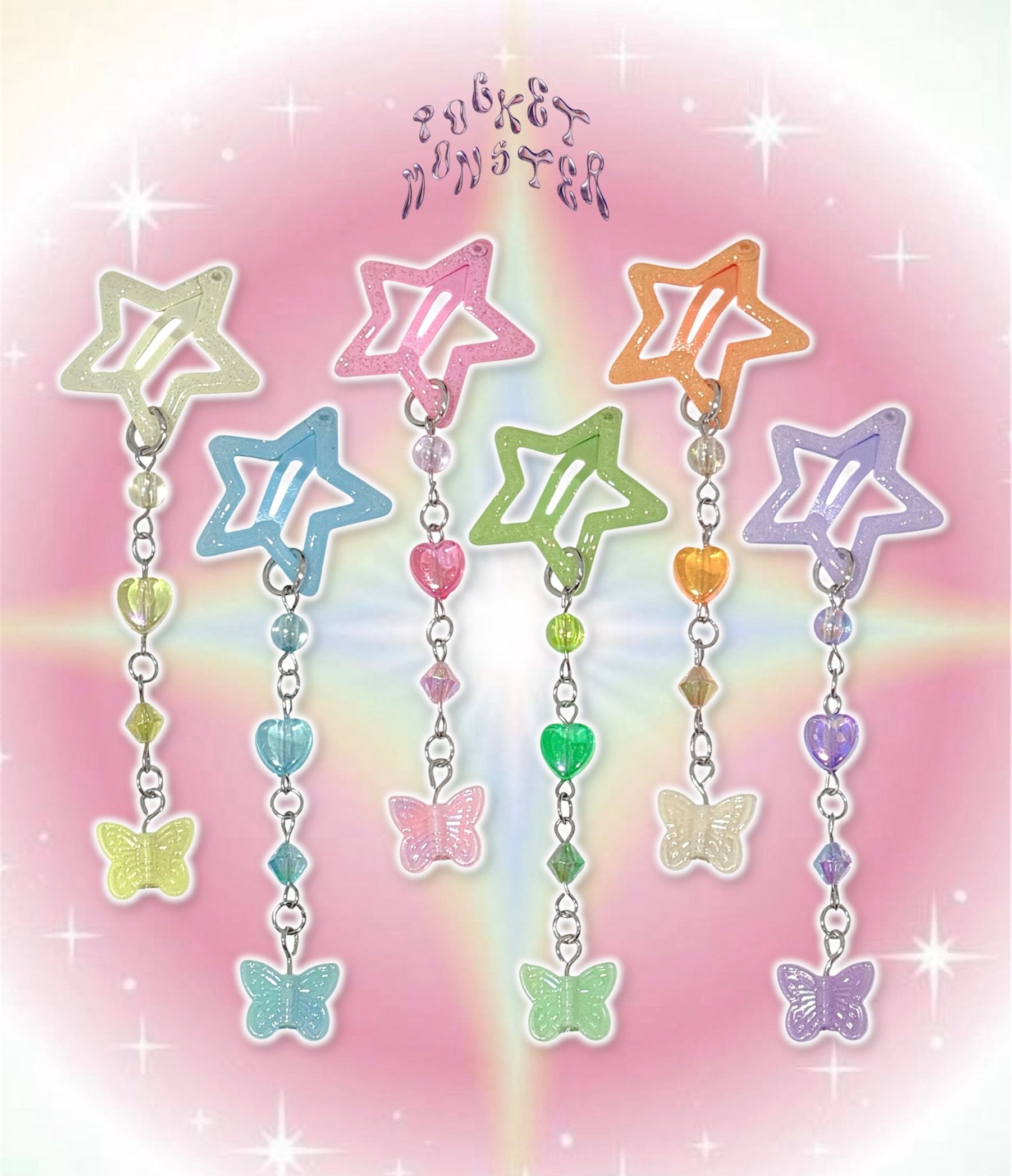𖥔 ݁˖ ☆星星☆ 垂墜吊飾髮夾 ✦.*