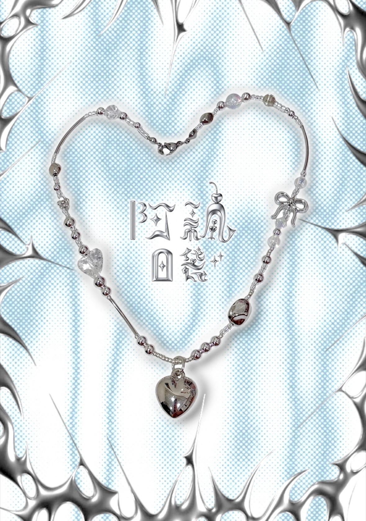 𝜗𝜚˚⋆鏡光愛心不規則串珠項鍊 ໒꒱ ‧₊˚