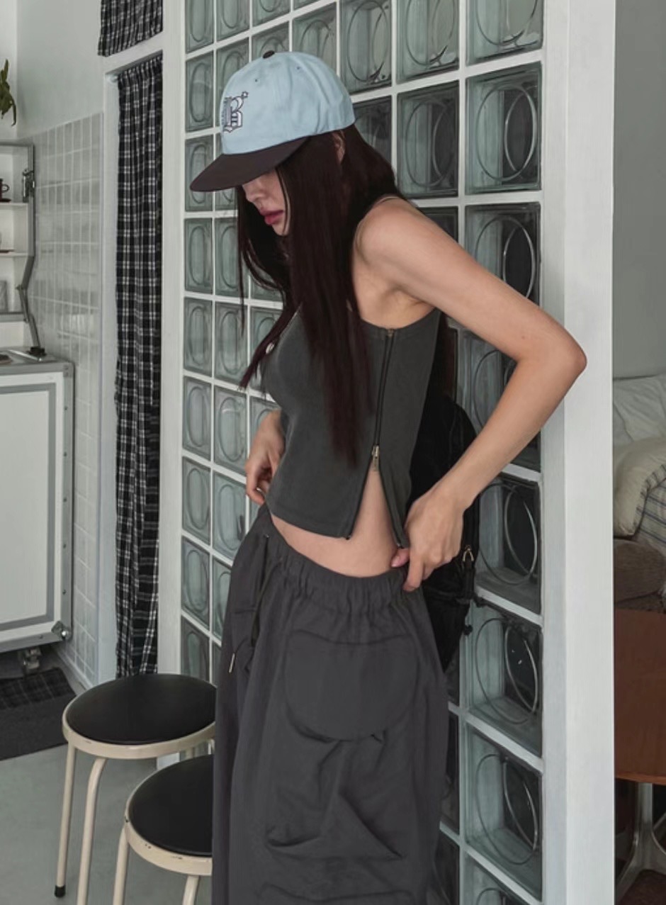 🇰🇷小心機側拉鍊削肩背心