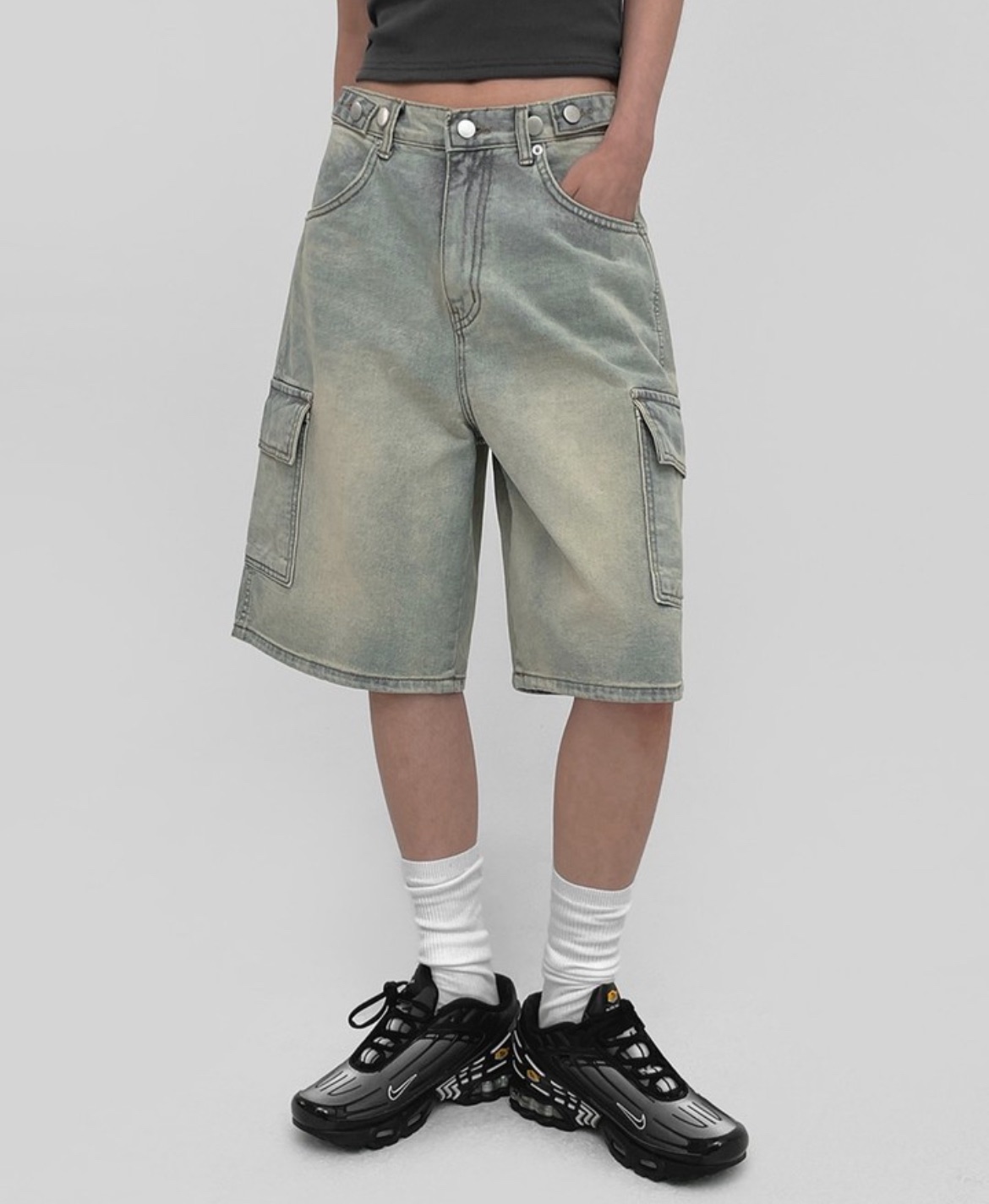 🇰🇷刷舊感可調節牛仔短褲 五分褲 正韓 韓國代購