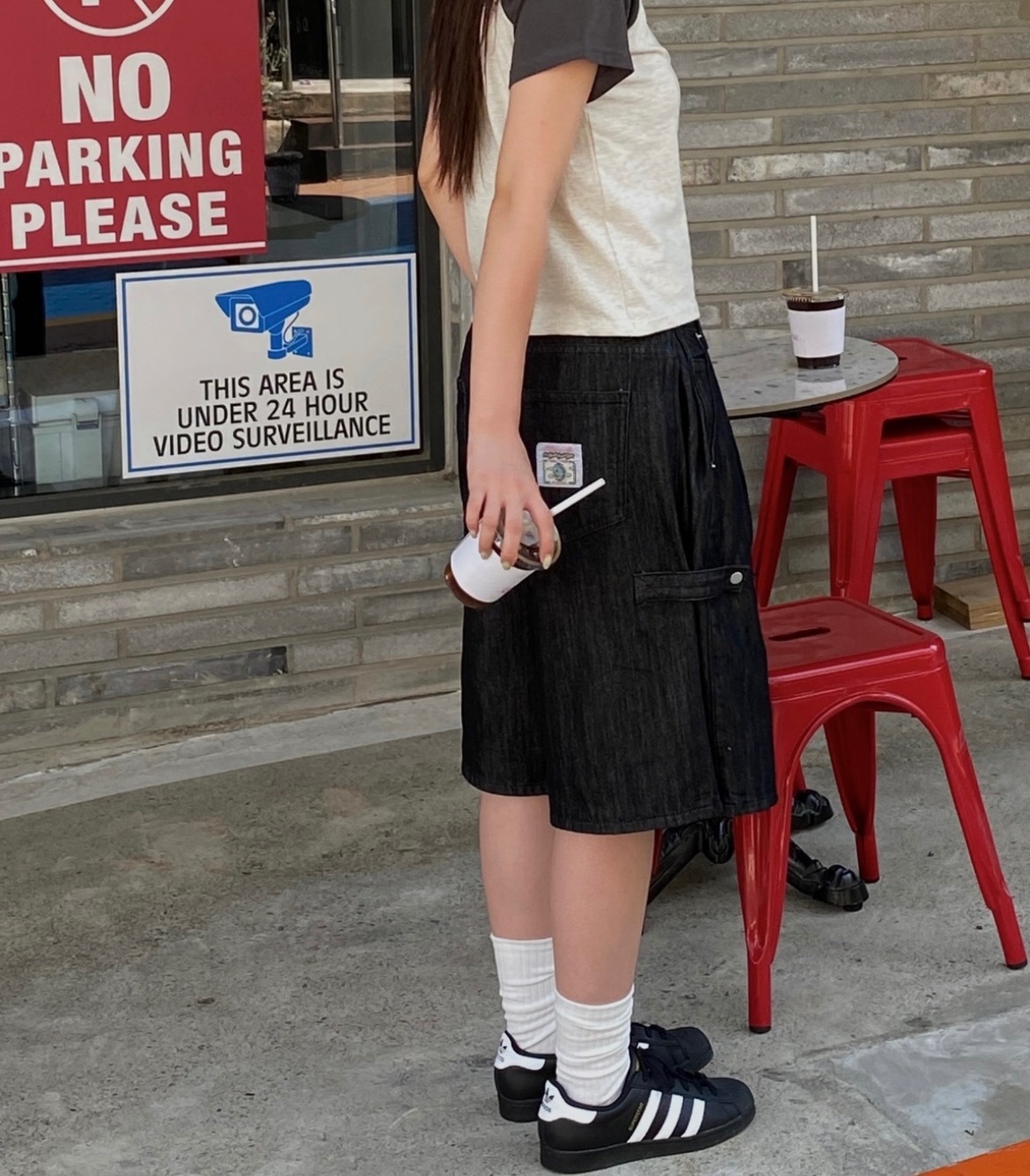 🇰🇷UNISEX 小男孩側釦牛仔五分褲 2 colors