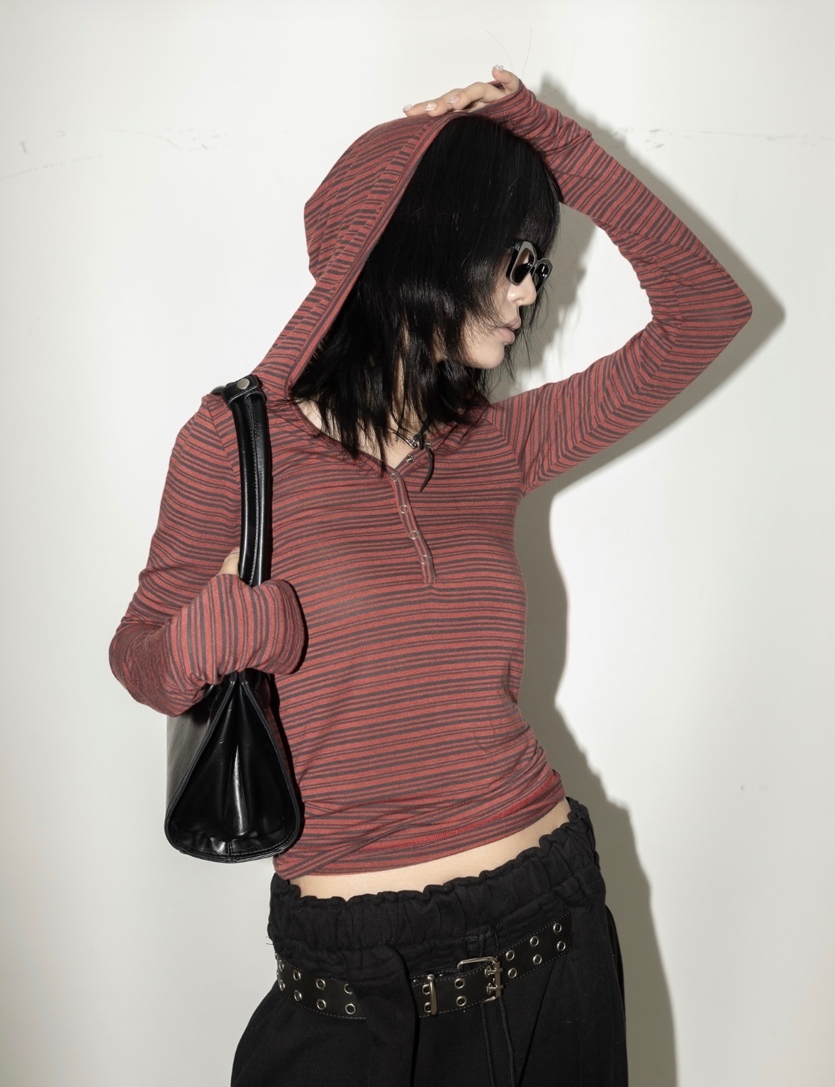 🇰🇷條紋連帽合身薄長袖 2 colors