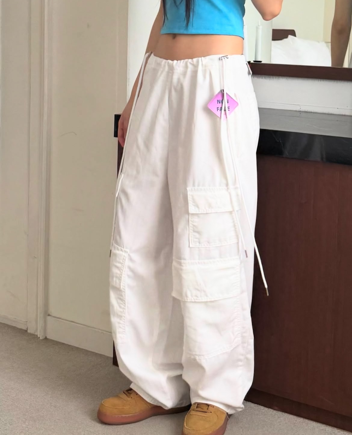 🇰🇷Lazystore 夏日抽繩薄棉工裝褲 2 colors