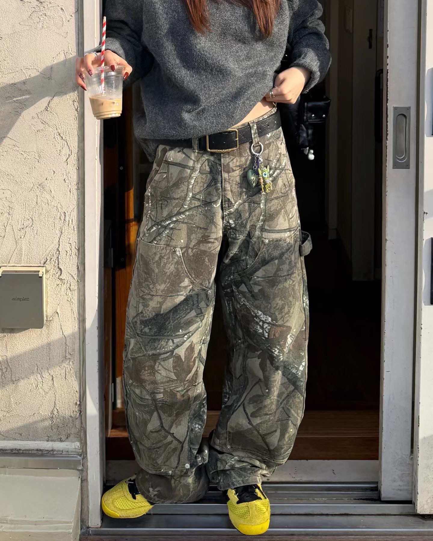 🇰🇷unisex 樹枝工裝褲 牛仔褲