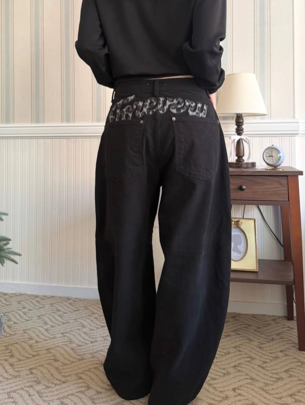 🇰🇷豹紋貼布牛仔褲 微刷毛