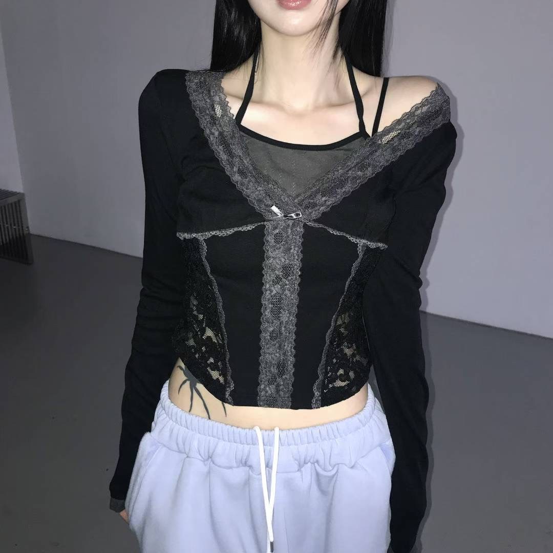 🇰🇷蕾絲繞脖長袖