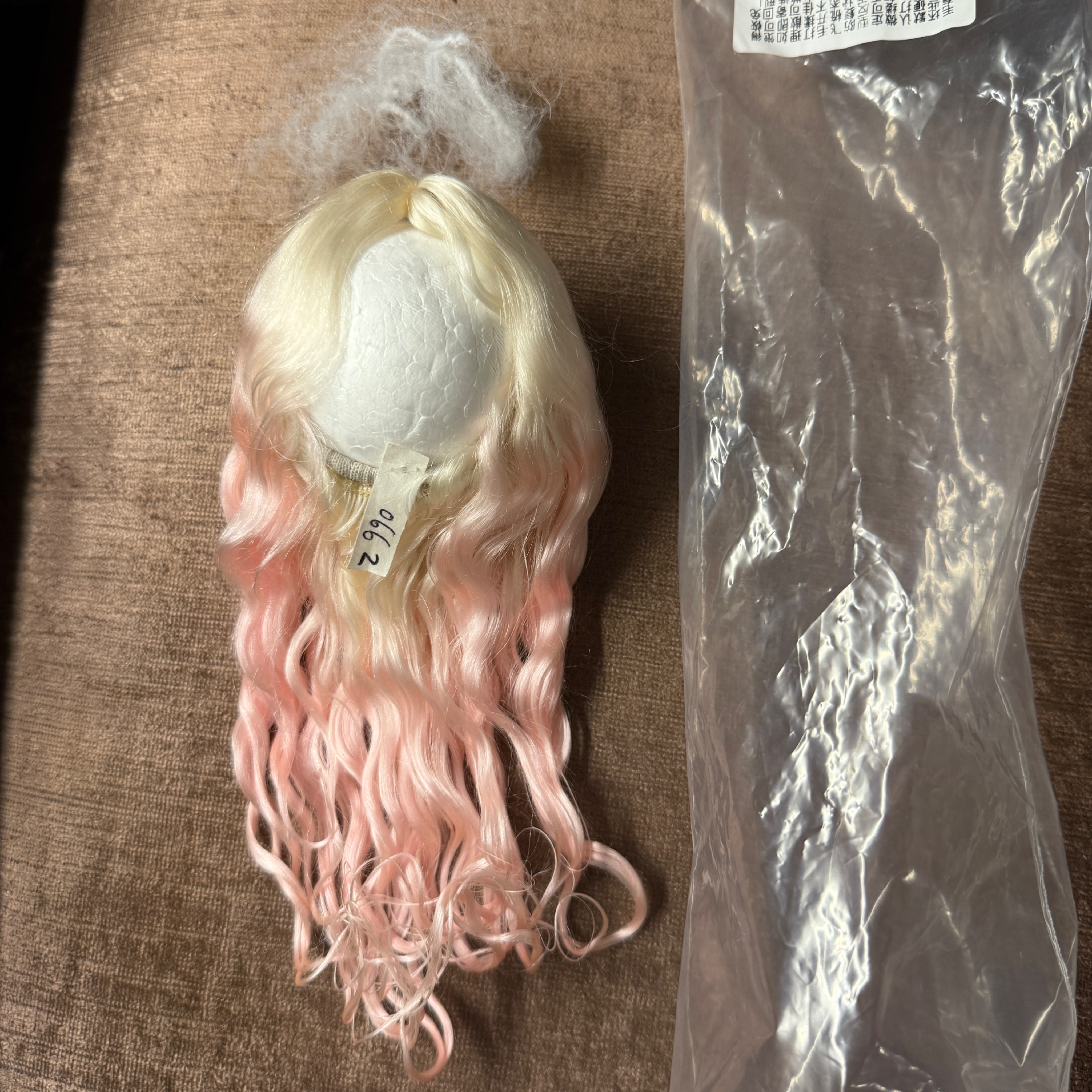 三分bjd假髮 金粉混色 長捲髮
