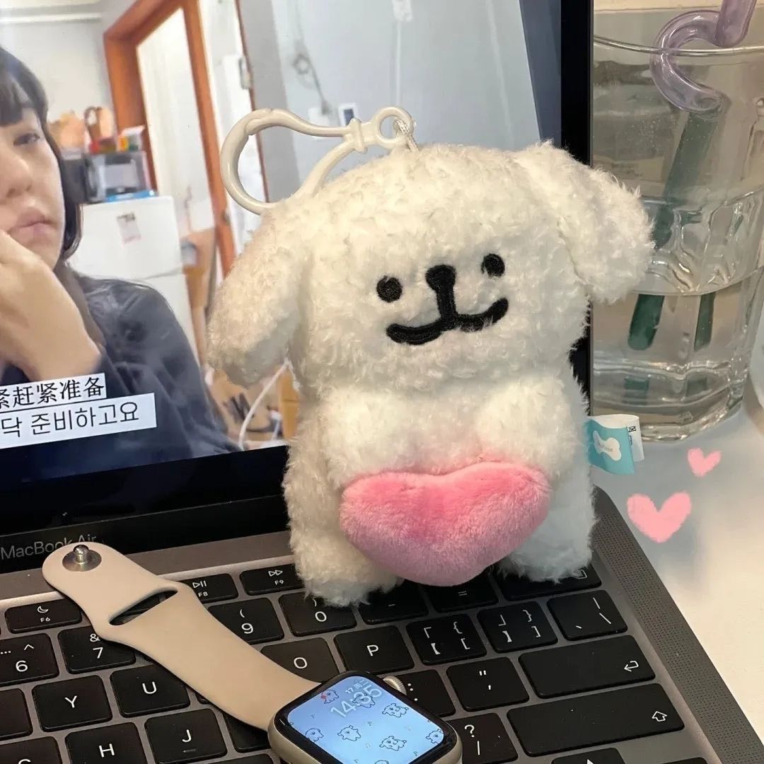 爆款線條小狗毛絨掛件鑰匙圈