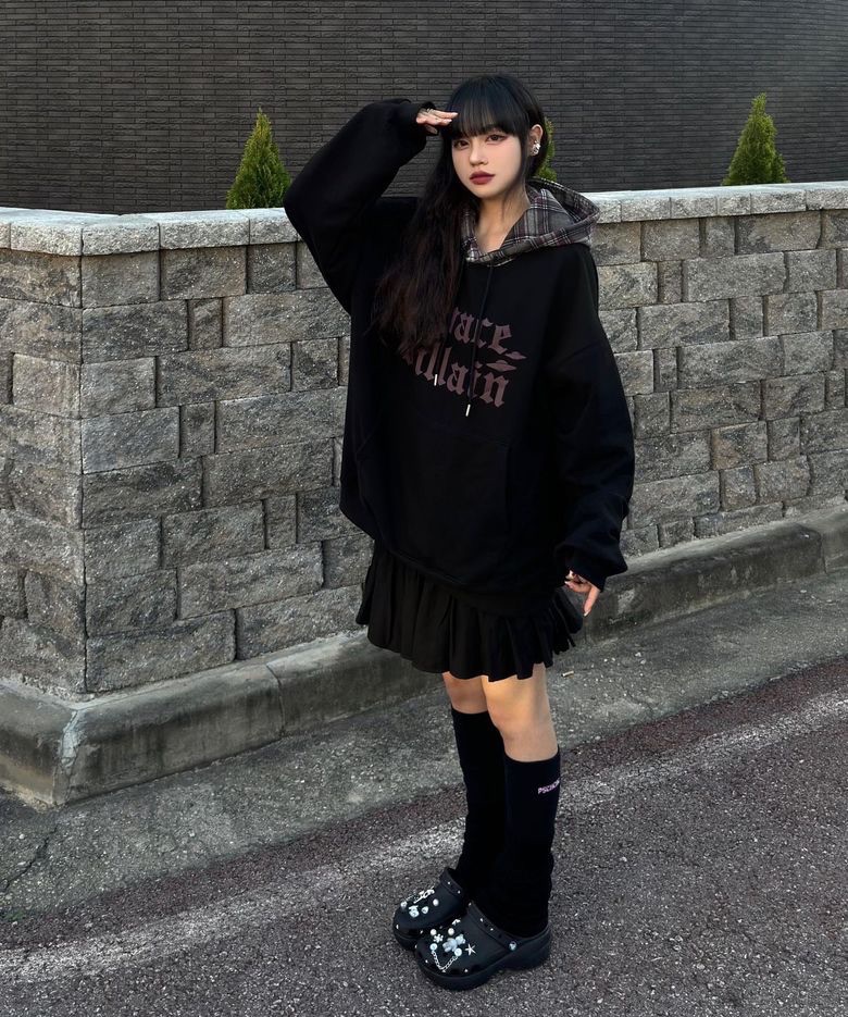 李涵/金泰來同款 HOODHOOD 스페이스 빌런 체크 후드