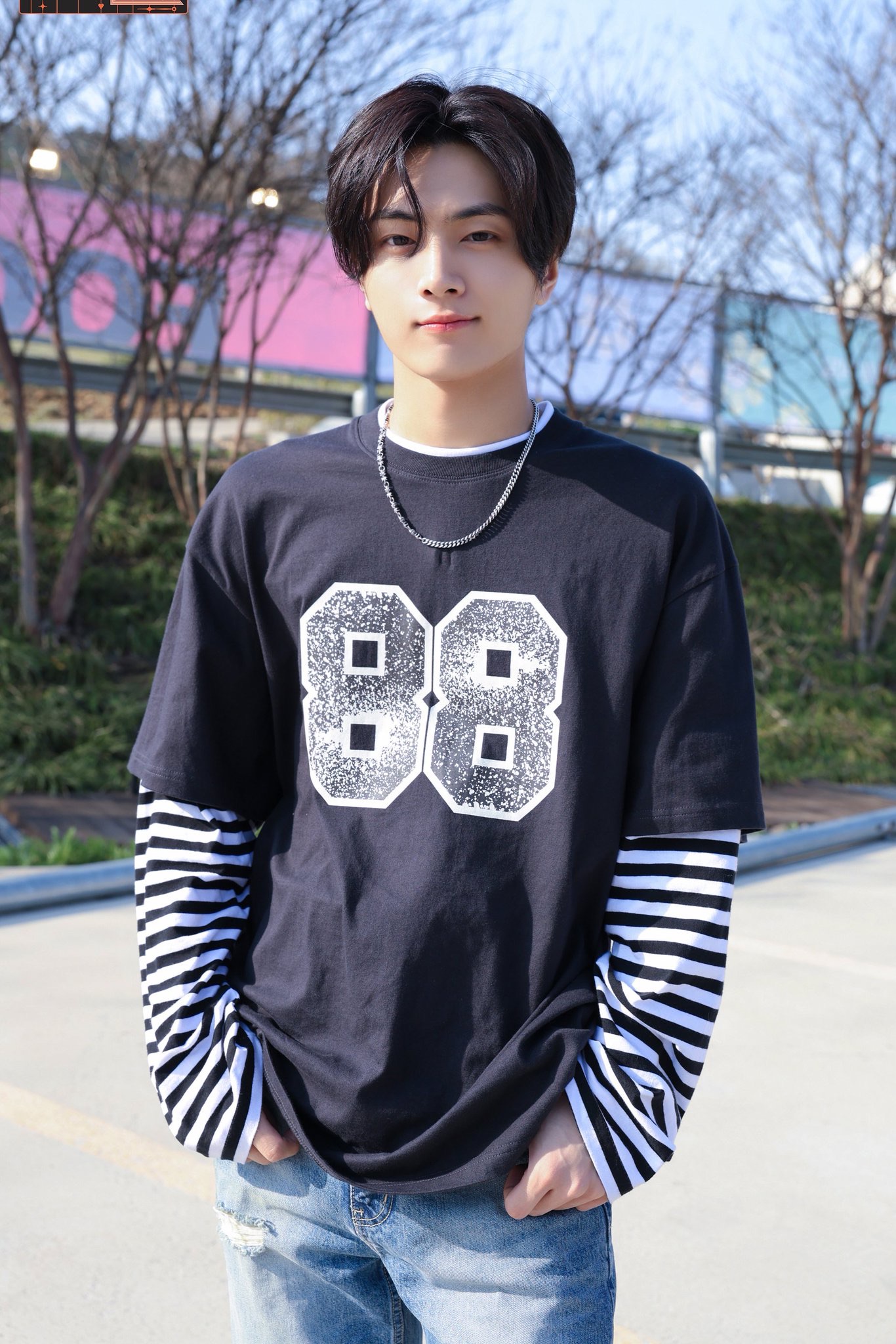 朴綜星/崔杋圭/明宰鉉 同款 Ames STRIPE LAYERED LS TEE