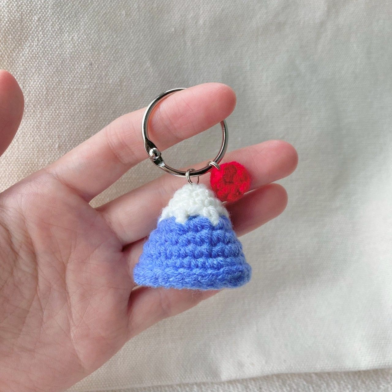 【現貨-針織手作】針織富士山 吊飾串串/鑰匙圈/鑰匙收納/書包吊飾