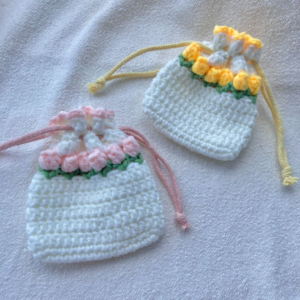 【現貨-針織手作】🌷鬱金香束口袋 / 花花鑰匙包/收納包