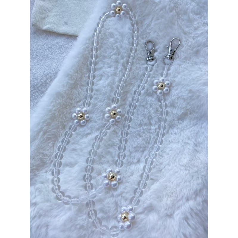 小花串珠手機背帶/手機掛繩