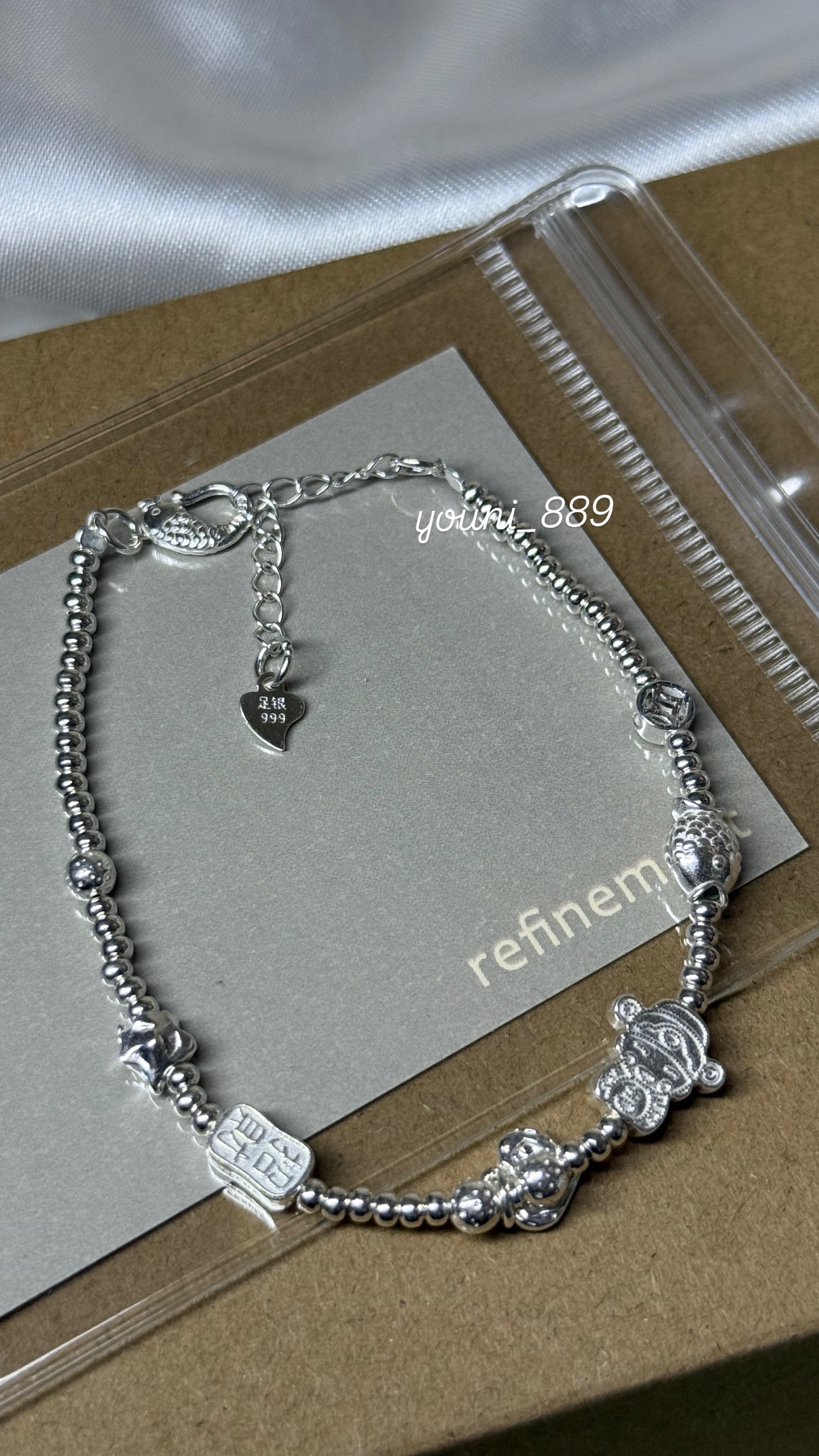 999純銀招財神手鍊