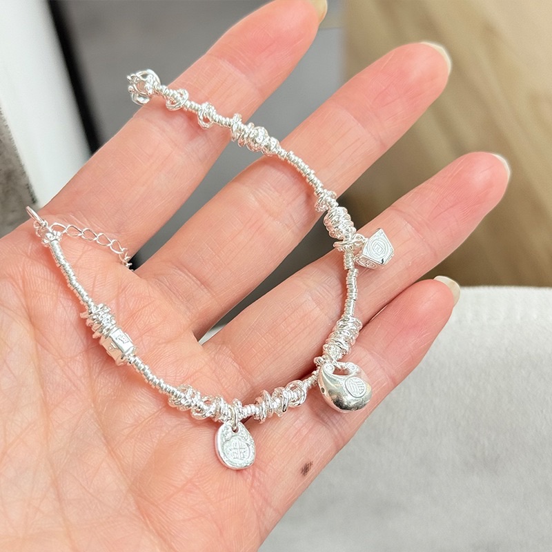 999純銀盤纏小胖福手鍊