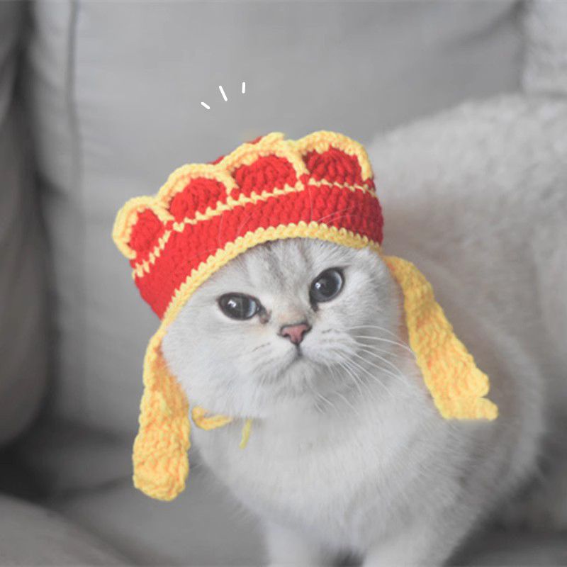 寵物唐僧帽 毛線帽 寵物頭飾 小型犬貓適用