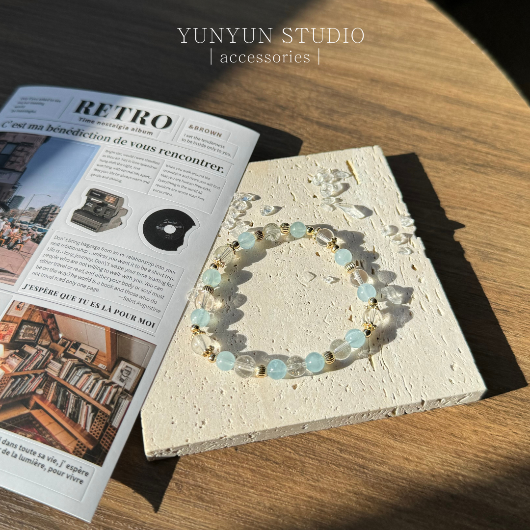 手鍊-海藍寶、白水晶‧₊˚ 🐬 * ⋆