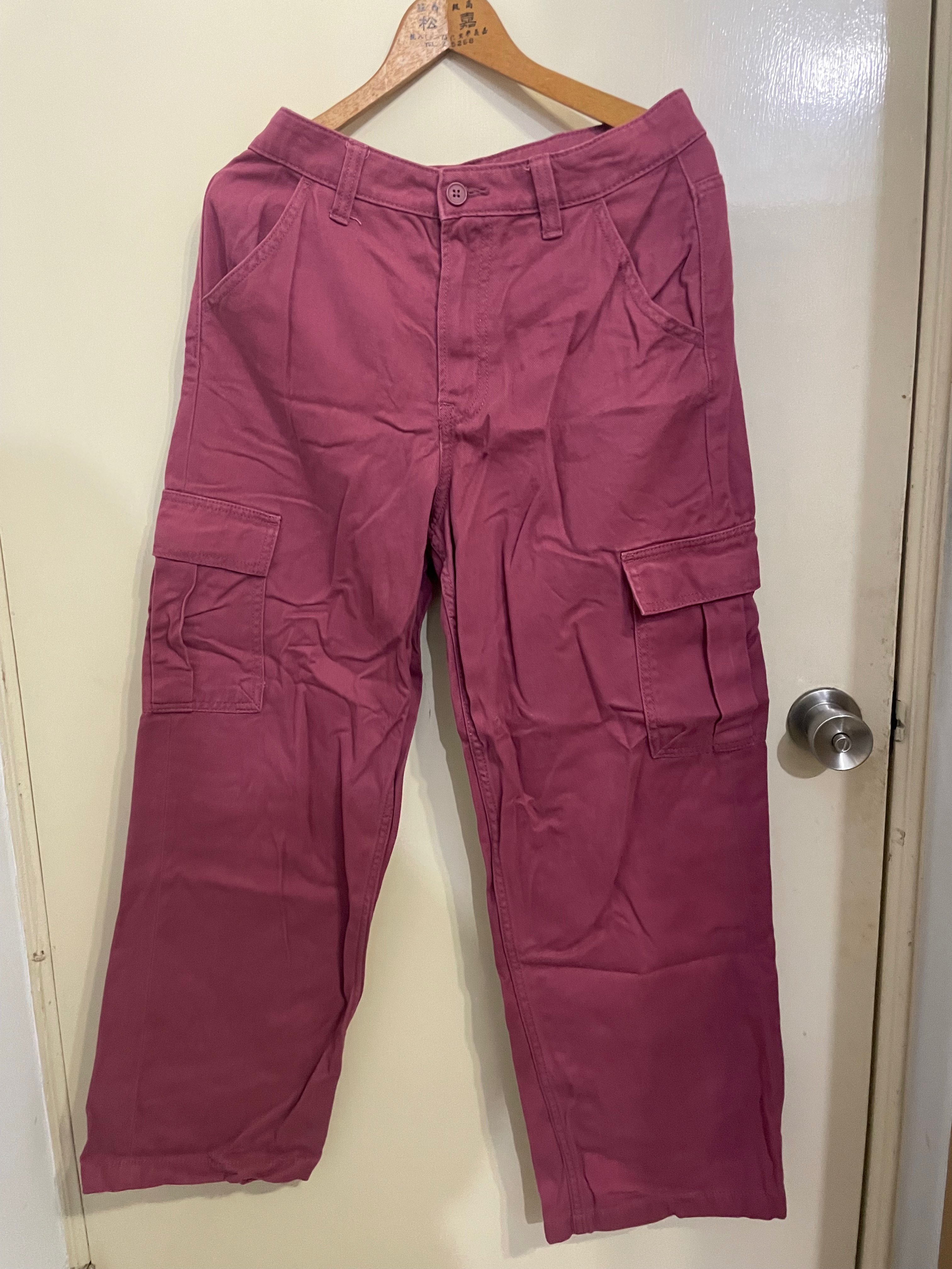 H＆M 深桃紅工裝長褲